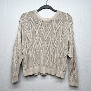 Grade & Gather Fisherman Cropped Sweater Womens Small 100% Cotton Beachy Boho